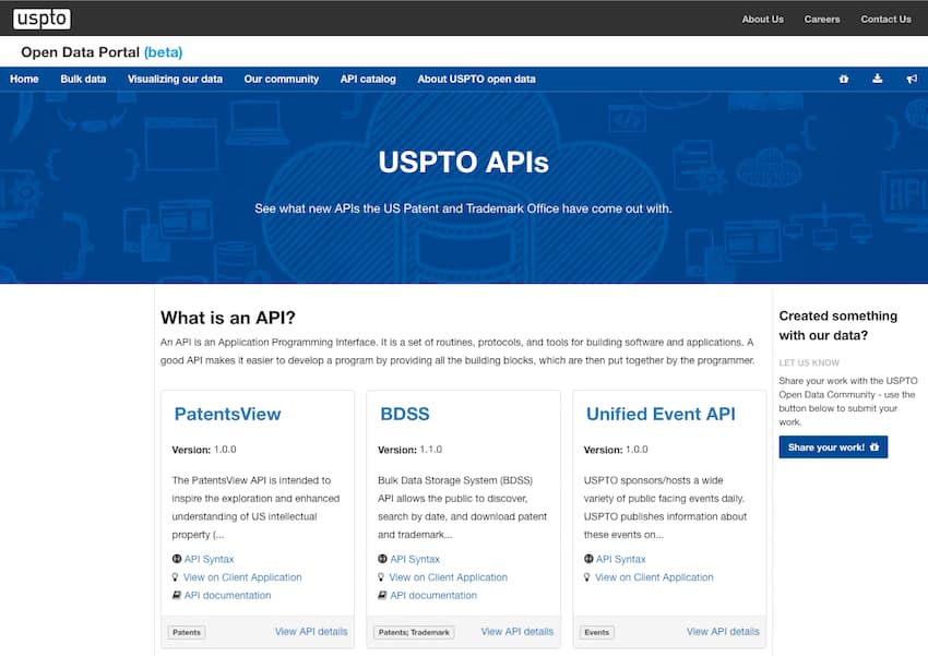 Cover Image for Open Data APIs at the US Patent and Trademark Office